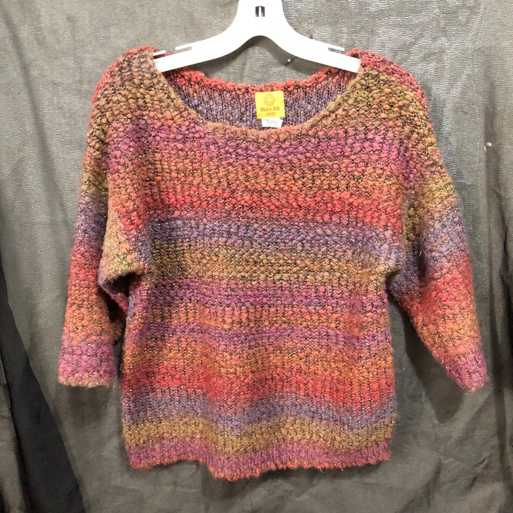 Ruby Rd Jewel Tone Rainbow Metallic Sweater